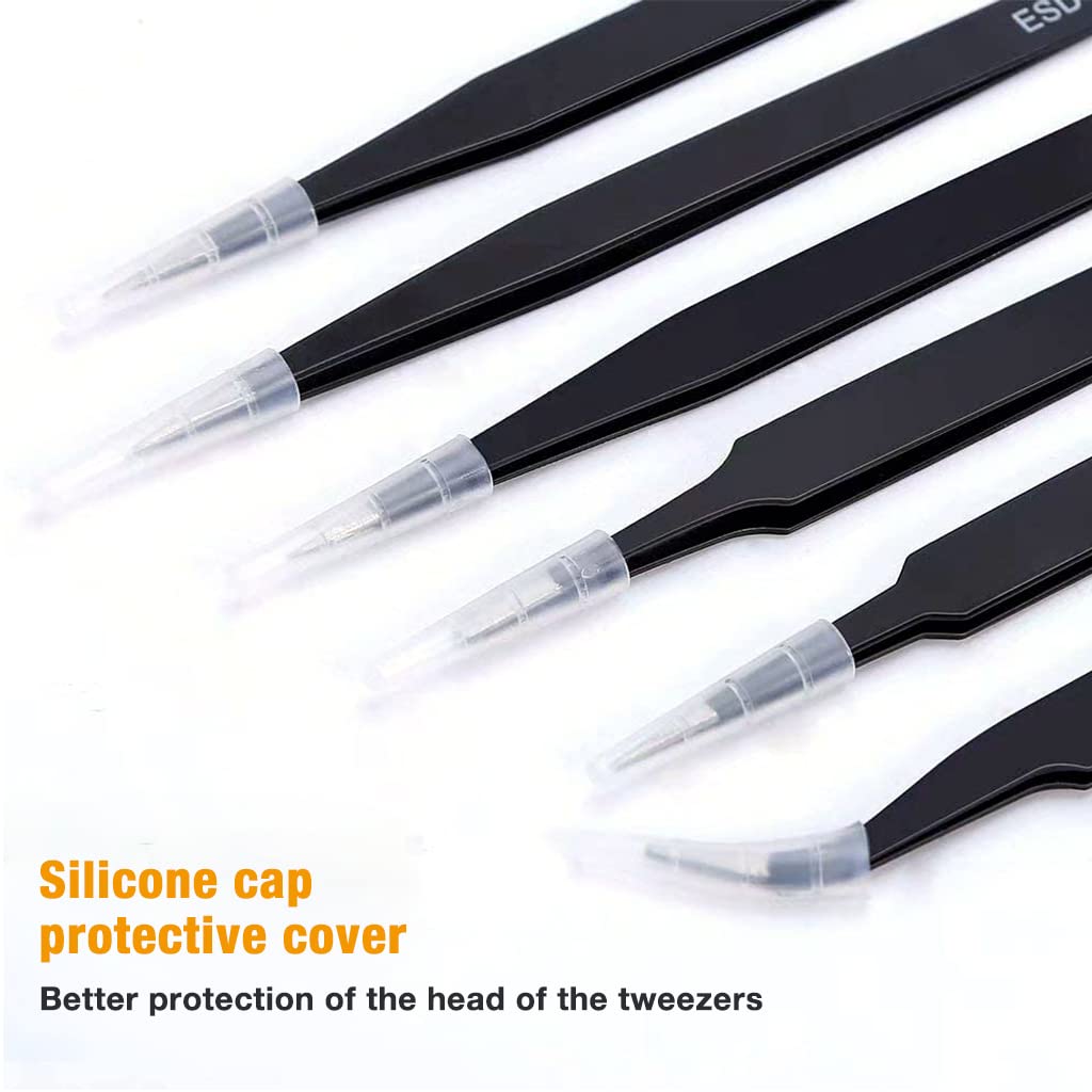 HASTHIP 6 Pcs Tweezers Set for Electronics and Craft, ESD Multi-purpose Tweezer Anti-Static Professional Tweezers for Precision Repairing DIY Craft Cloisonne Art Tweezer for Jewellery Making HASTHIP 6 Pcs Tweezers Set for Electronics and Craft, ESD Multi-purpose Tweezer Anti-Static Professional Tweezers for Precision Repairing DIY Craft Cloisonne Art Tweezer for Jewellery Making